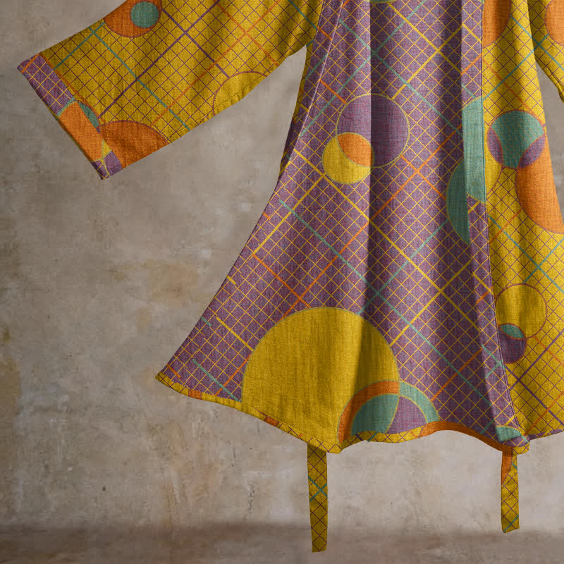 Ownkoti Retro Geometric Circle Cotton Robe - image 9
