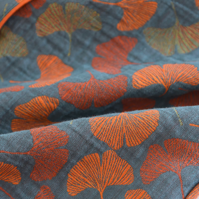 Ensemble de vêtements d'intérieur en coton avec bouton en forme de feuille de ginkgo - image 12