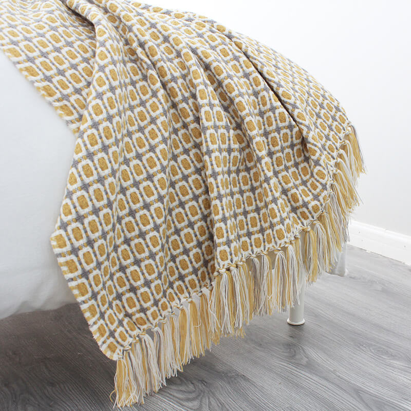 Couverture de canapé tricotée Ownkoti avec pompons