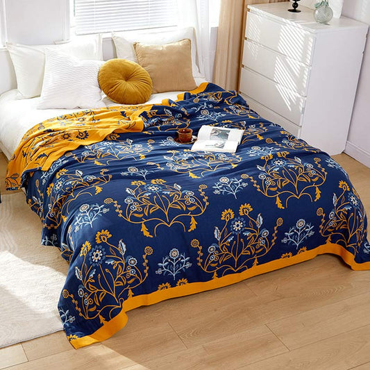 Couette réversible en gaze de coton avec fleurs de dianthus