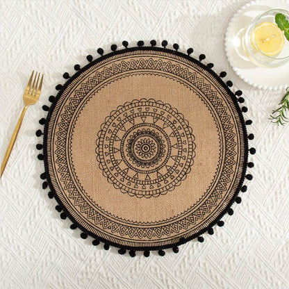 Sets de table en coton et lin tissés Ownkoti, noirs, lot de 3