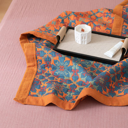 Couette en coton à six couches avec motif orange et bleu