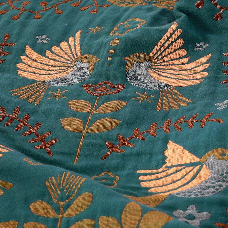 Couverture réversible respirante Ownkoti Boho avec fleurs et oiseaux