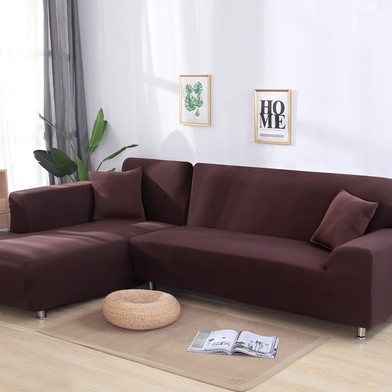 Housse de canapé de couleur unie, élastique et extensible
