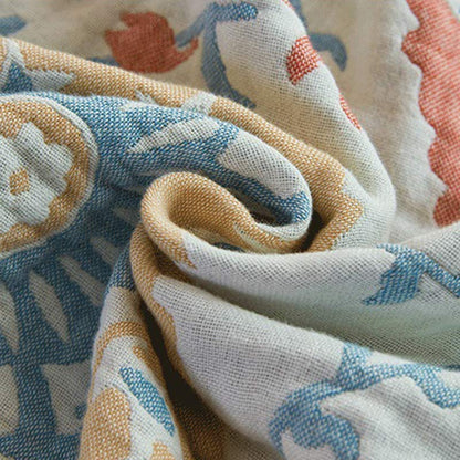 Couverture réversible en coton avec imprimé floral coloré