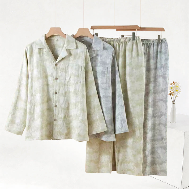 Ensemble de vêtements d'intérieur Ownkoti à boutons floraux légers et vichy subtils - image 0