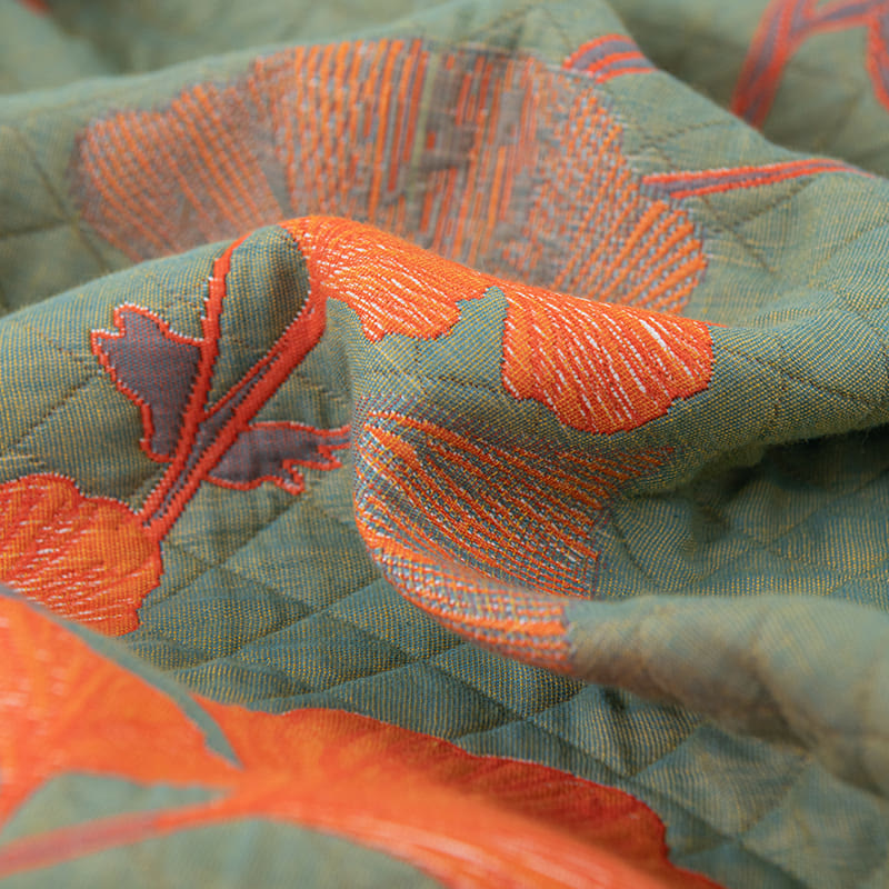 Couette réversible en coton avec feuilles de ginkgo orange - image 11
