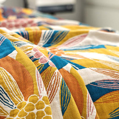 Couette réversible en coton Ownkoti à imprimé floral jaune