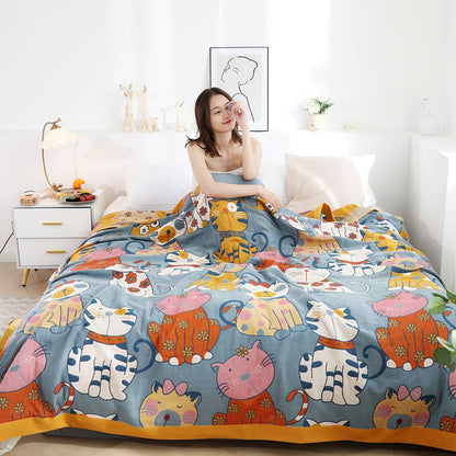 Couette réversible en coton Ownkoti avec un joli motif de dessin animé animalier