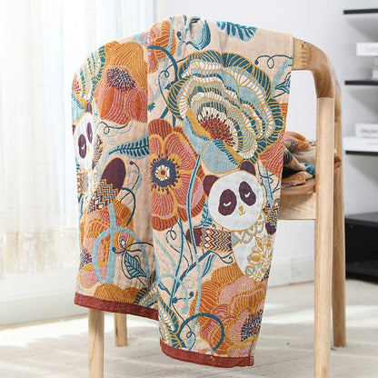 Serviette de bain réversible en coton motif panda mignon