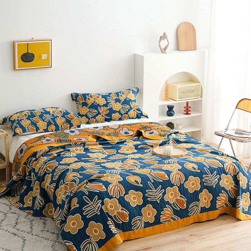 Couette double face en coton à motif floral