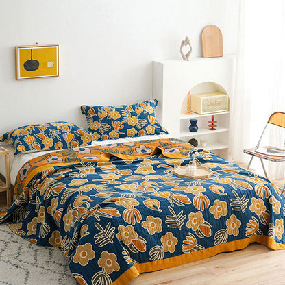 Couette double face en coton à motif floral