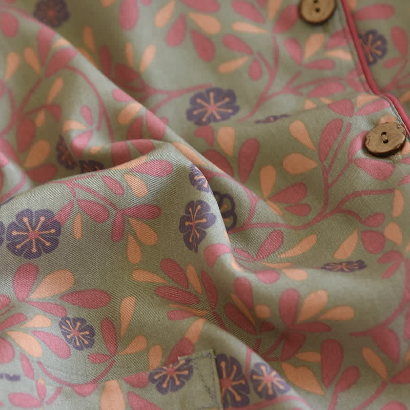 Ensemble de vêtements d'intérieur en coton et soie à fleurs - image 5