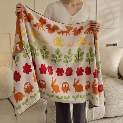 Serviette de bain en coton doux avec motif animal et fleur