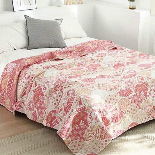 Couette réversible en coton à motif de coquille de lapin