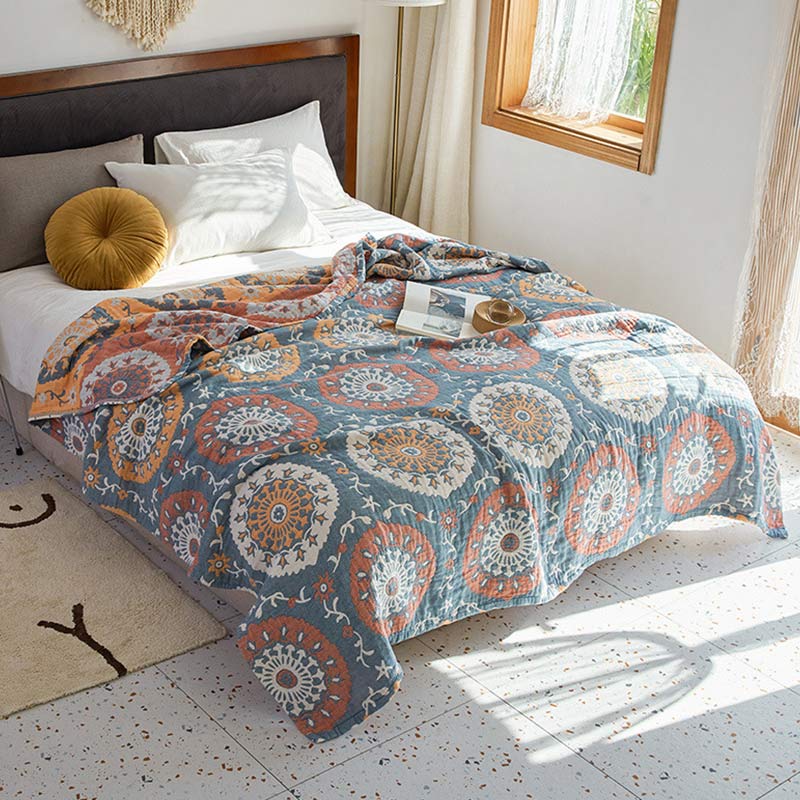 Couette double face en coton à motif circulaire