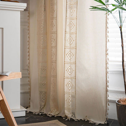 Rideau filtrant la lumière ajouré beige Ownkoti
