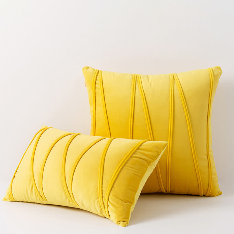 Housse de coussin décorative en velours doux à motif rayé