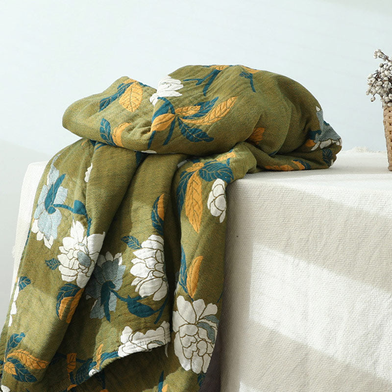 Couverture réversible Ownkoti à motif floral, housse de canapé en coton