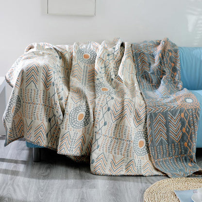 Couette en coton rayée Ownkoti Boho, réversible, serviette de canapé