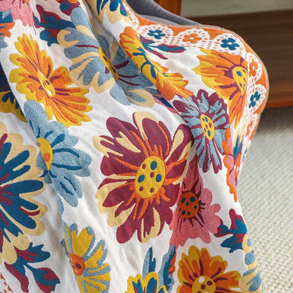 Serviette de bain en coton doux avec des fleurs lumineuses