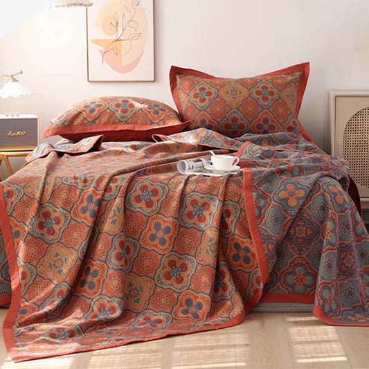 Couette réversible en coton à motif pétales