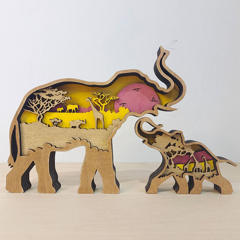 Décoration créative d'animaux de la forêt Ownkoti – Famille d'éléphants