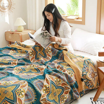 Ownkoti Couverture légère en coton réversible multicolore - En tant qu'image - 230 cm x 250 cm - image 1