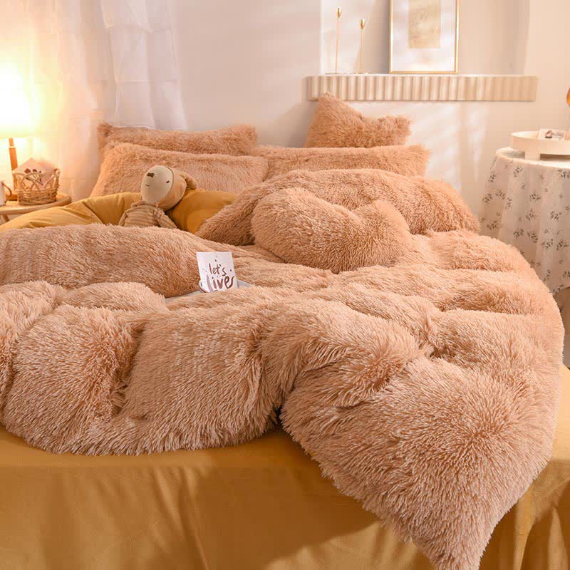 Parure de lit moelleuse avec housse de couette et taie d'oreiller