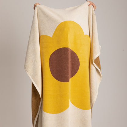 Serviette en coton respirant avec motif floral et design en blocs de couleurs