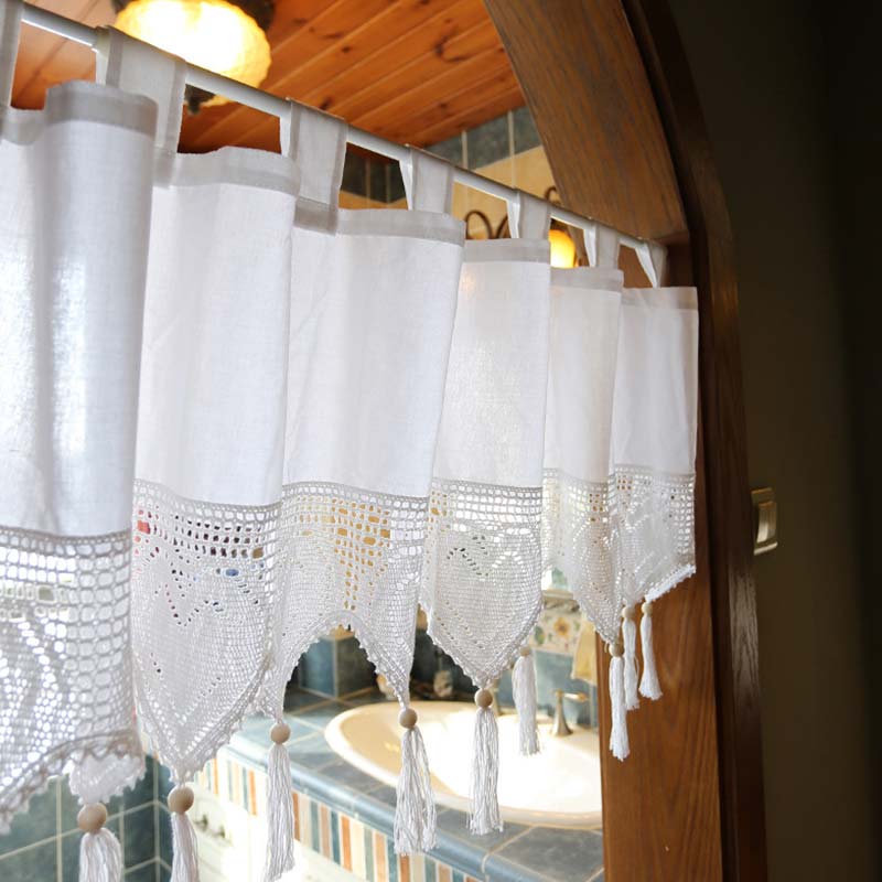 Rideau de placard en coton blanc, rideau court