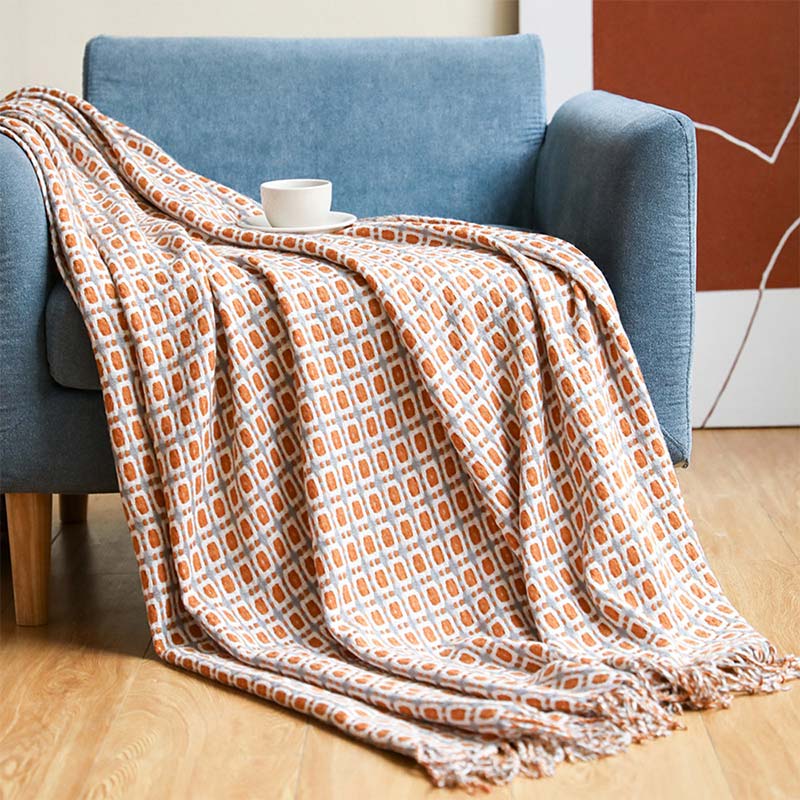 Couverture de canapé tricotée Ownkoti avec pompons