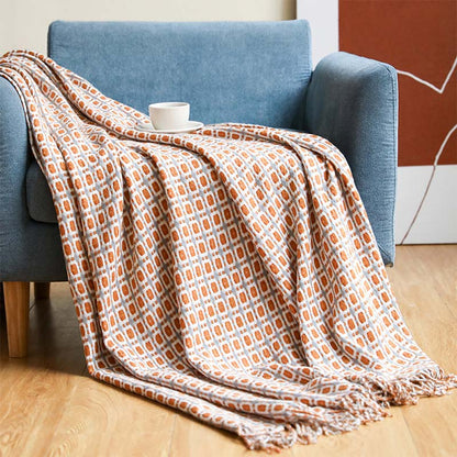 Couverture de canapé tricotée Ownkoti avec pompons