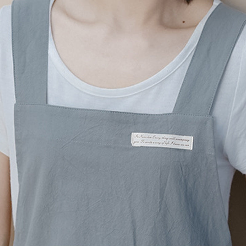 Tablier simple en coton avec dos croisé de couleur pure
