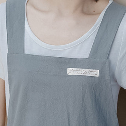 Tablier simple en coton avec dos croisé de couleur pure