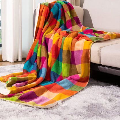 Couverture épaisse Ownkoti avec motif à carreaux colorés