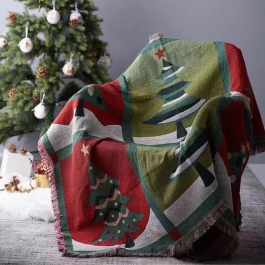 Couverture à pompons décorative pour sapin de Noël