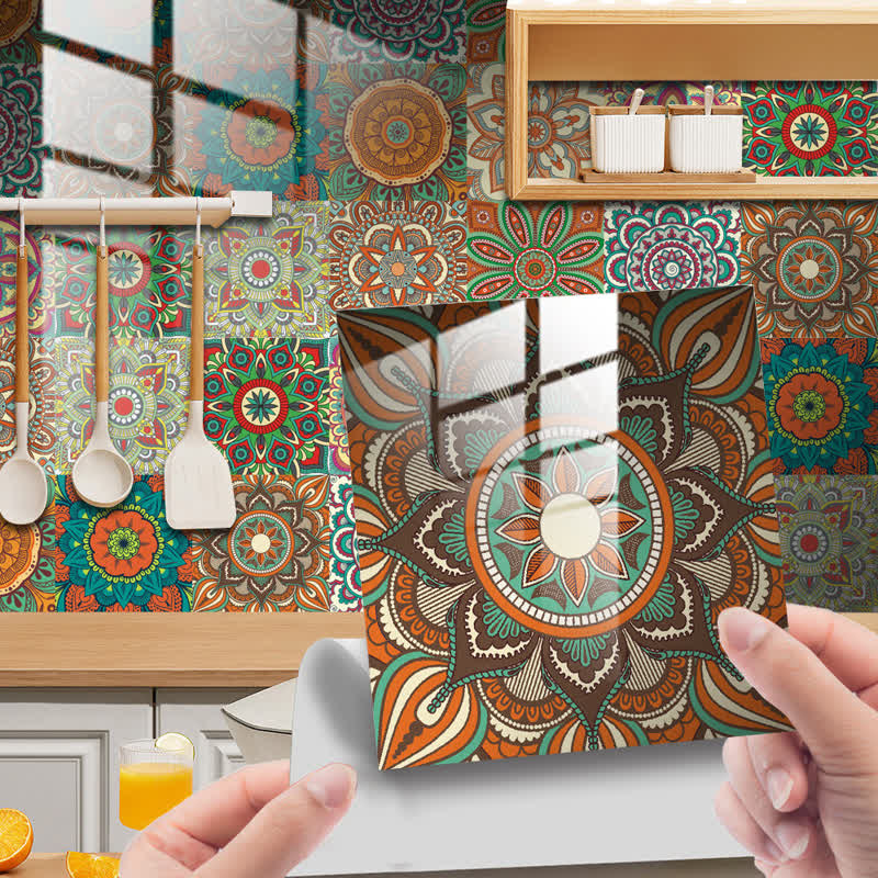 Papier peint autocollant amovible à motif floral rétro (10 pièces)