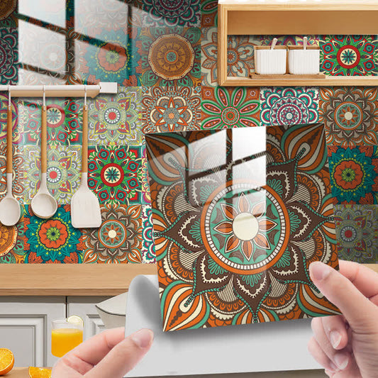 Papier peint autocollant amovible à motif floral rétro (10 pièces)