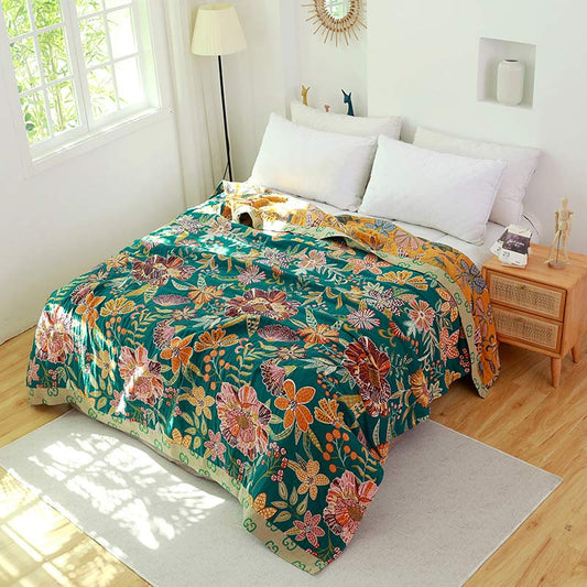 Couette réversible en coton à motif de fleurs luxuriantes Ownkoti