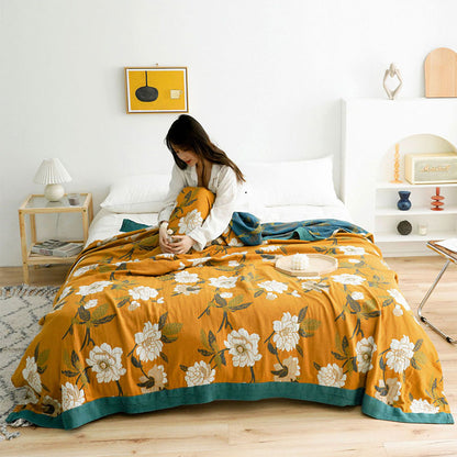 Couette en coton Ownkoti Boho à fleurs jaunes