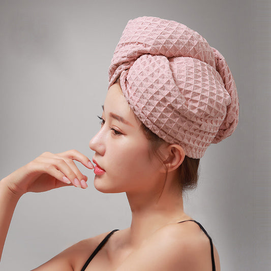 Serviette sèche-cheveux avec motif gaufré et boutons