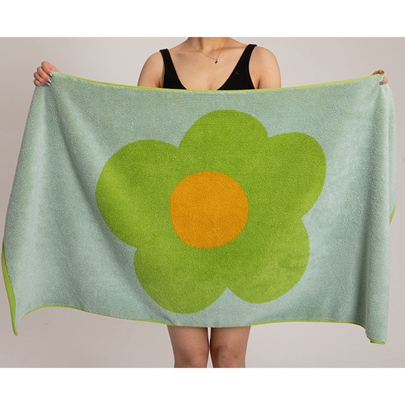 Serviette en coton respirant avec motif floral et design en blocs de couleurs
