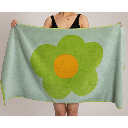Serviette en coton respirant avec motif floral et design en blocs de couleurs