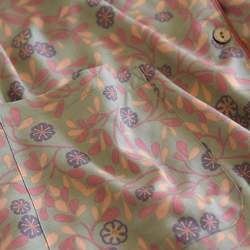 Ensemble de vêtements d'intérieur en coton et soie à fleurs - image 7