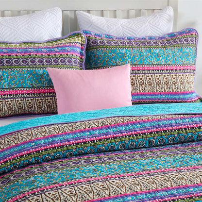 Couette rayée style jacquard avec taie d'oreiller
