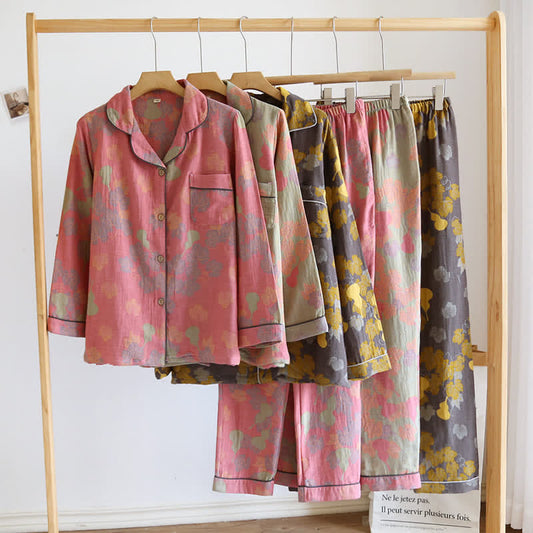 Ensemble pyjama à manches longues en coton gourde