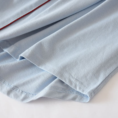 Chemise de nuit en coton uni avec patte de boutonnage