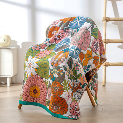 Serviette de plage en gaze de coton à séchage rapide avec motif floral