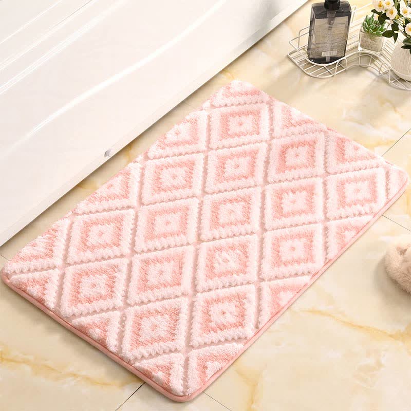 Tapis de bain doux et antidérapant avec grille en losanges